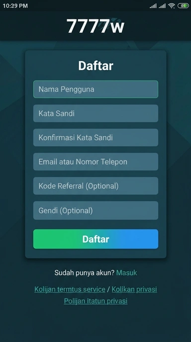Cara Mudah Daftar Akun 7777w untuk Pengguna Android
