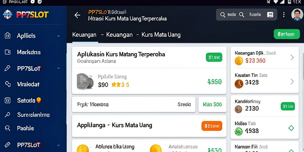 Screenshot antarmuka PP7SLOT yang menampilkan nilai tukar mata uang.