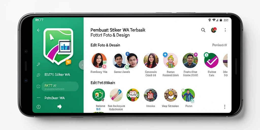 Tampilan antarmuka RK77 untuk membuat stiker WA yang menarik.