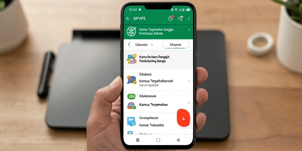 Antarmuka RPVIP5 dengan fungsi Kamus Terjemahan yang intuitif.