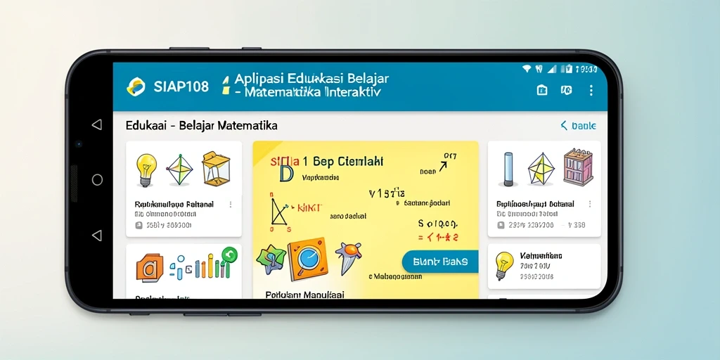 Screenshot utama SIAP108 menampilkan antarmuka belajar matematika yang interaktif.